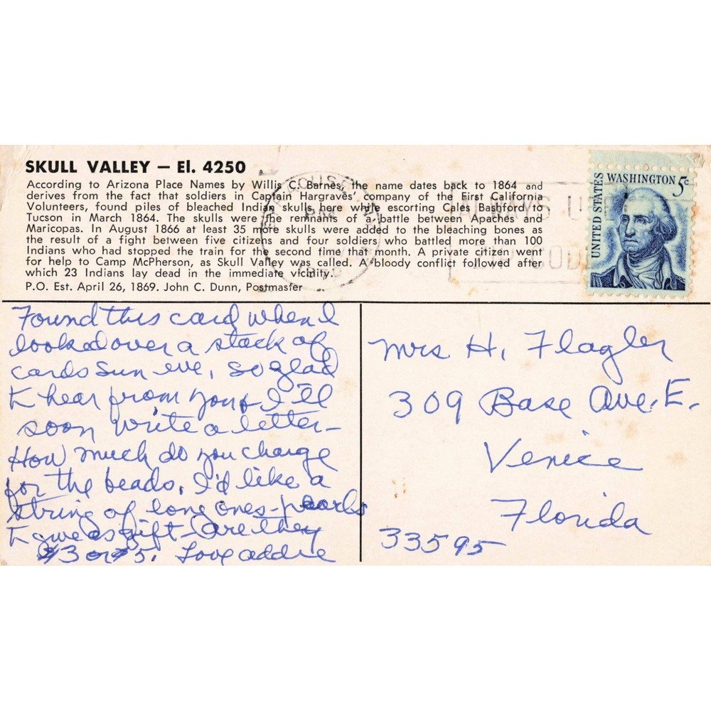 Vintage Skull Valley Store Arizona Postcard Leo R Pappen Art 1970 Postmark VG- - Picture 2 of 2